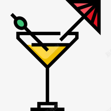 鸡尾酒夏季食品饮料4线性颜色图标图标