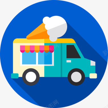 餐饮行业食品矢量图冰淇淋食品车平板图标图标