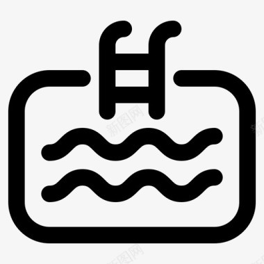 游泳池波浪水图标图标
