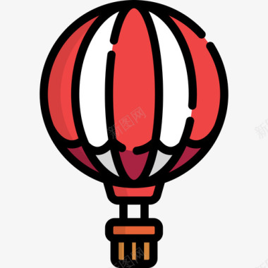 热气球热气球旅行33线性颜色图标图标