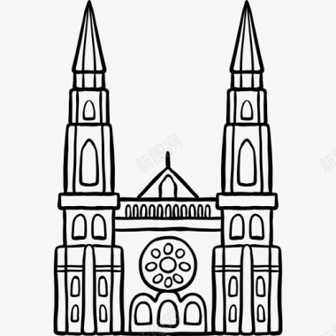 沙特尔大教堂世界纪念碑2黑色图标图标