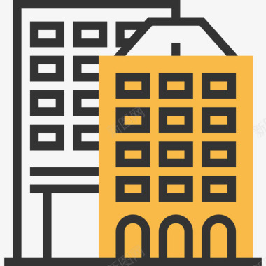建筑城市元素12黄色阴影图标图标