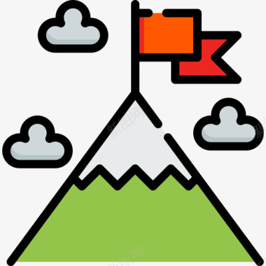 运动山地冒险运动7线性颜色图标图标