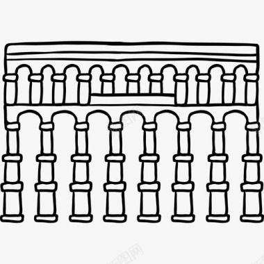 塞戈维亚水道世界纪念碑2黑色图标图标