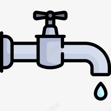 透明水龙水龙头洗衣房5个线性颜色图标图标