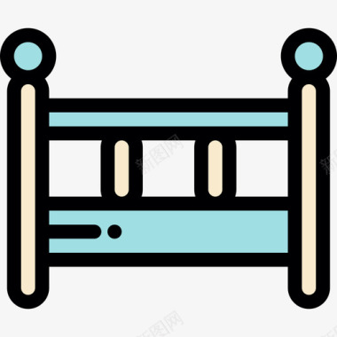 婴儿人物摇篮婴儿淋浴3线性颜色图标图标