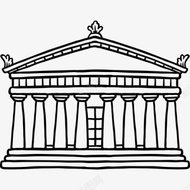 帕特农神庙世界纪念碑2黑色图标图标