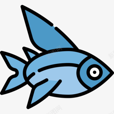 飞鱼海洋生物8线状颜色图标图标