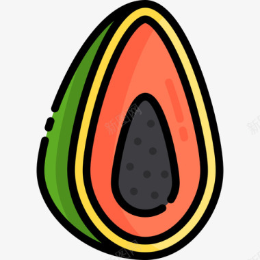 番木瓜5demayo线形颜色图标图标