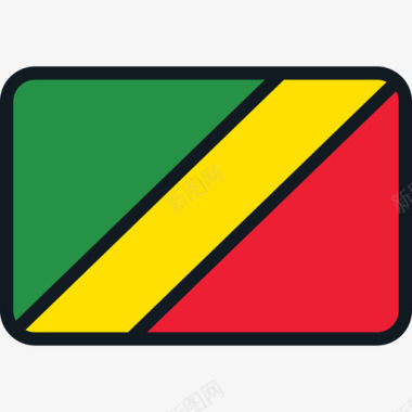 矩形刚果共和国国旗收藏4圆角矩形图标图标
