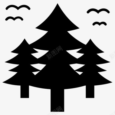 松树森林冷杉树丛林图标图标