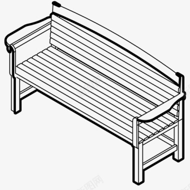 公园园林长凳公园放松图标图标