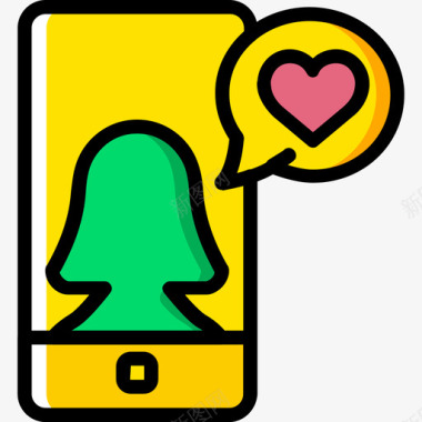 智能手机浪漫生活方式10黄色图标图标