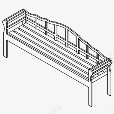 公园场景长凳公园放松图标图标