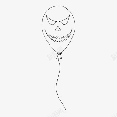 万圣节气球涂鸦恐怖图标图标