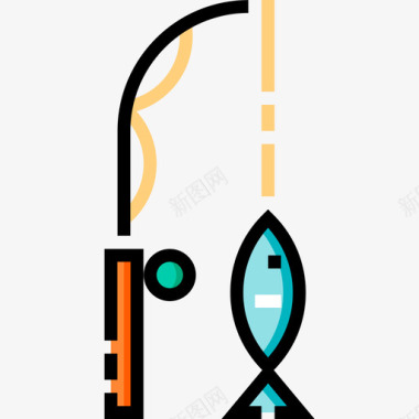 渔钓鱼钓鱼野营23线性颜色图标图标