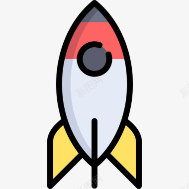 火箭飞船发射游戏4线性颜色图标图标