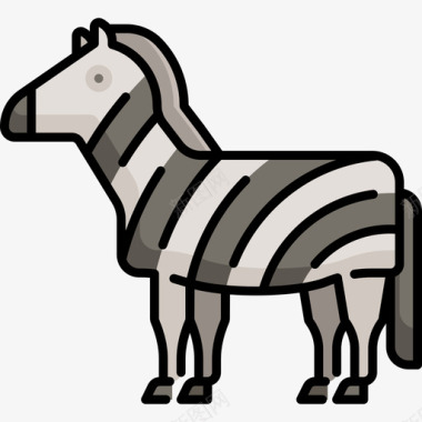 斑马动物20线形颜色图标图标