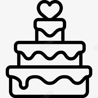 婚礼蛋糕浪漫生活方式8直系图标图标