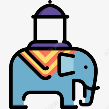 大象印度2线性颜色图标图标