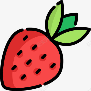草莓夏季食品饮料线性颜色图标图标
