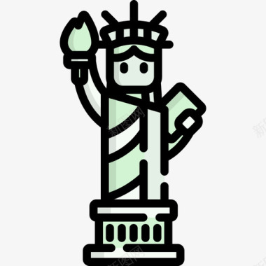 自由女神像美国4线性颜色图标图标