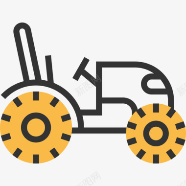 拖拉机施工车辆黄影图标图标