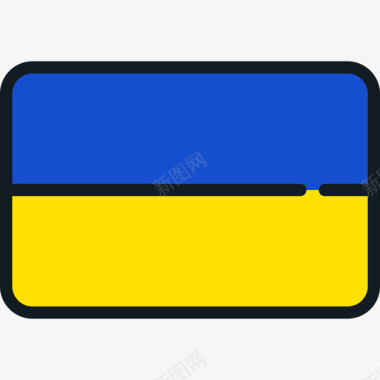 乌克兰国旗系列4圆形矩形图标图标