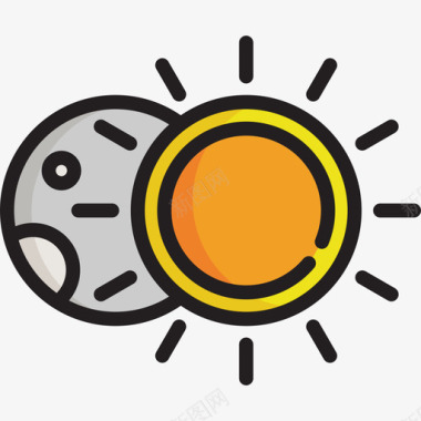 51素材日食天气51线颜色图标图标