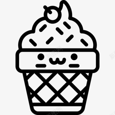 冰淇淋可爱的食物直系的图标图标