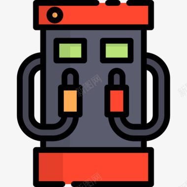 加气机加油站线性颜色图标图标