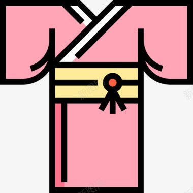 日本和服美女和服日本16直线色图标图标