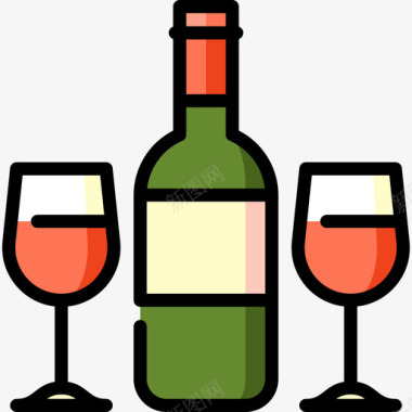 葡萄酒餐厅10线性颜色图标图标