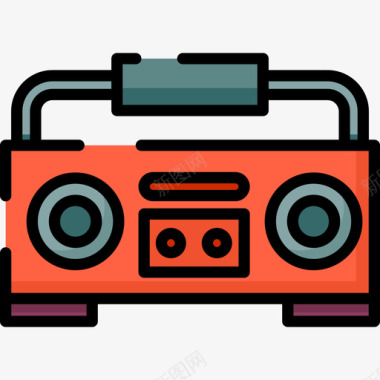 盒式收音机野餐6线性彩色图标图标