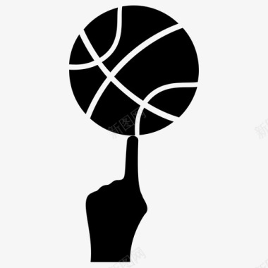 篮球旋转运动球篮球平衡图标图标