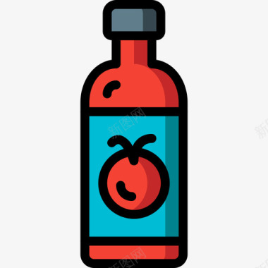 番茄汁厨房用品线性颜色图标图标