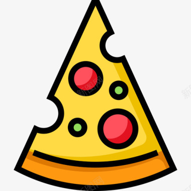 夏季新品披萨夏季食品饮料4线性颜色图标图标