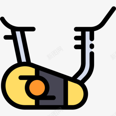 自行车健身器材线彩图标图标
