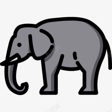 大象动物园里直线颜色图标图标