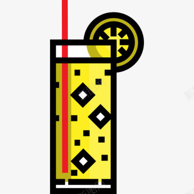 柠檬水食品和餐厅3线性颜色图标图标