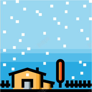 下雪风景25线性颜色图标图标