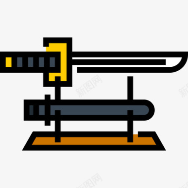 日本美食背景Katana日本16线性颜色图标图标