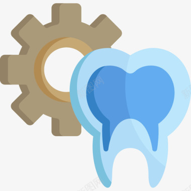 9S牙齿牙科护理9扁平图标图标