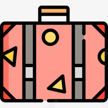 行李箱暑假5件线性颜色图标图标