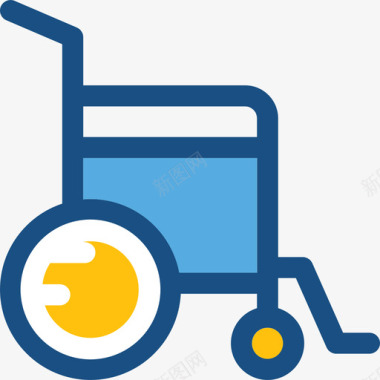 青色医疗图标轮椅医疗卫生双色调图标图标