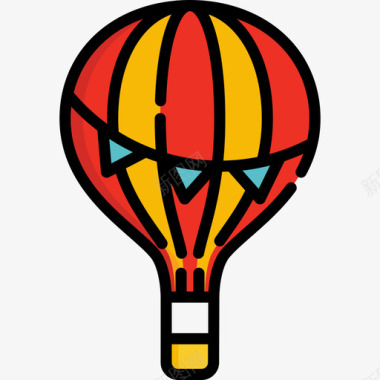 热气热气球白色线性颜色图标图标