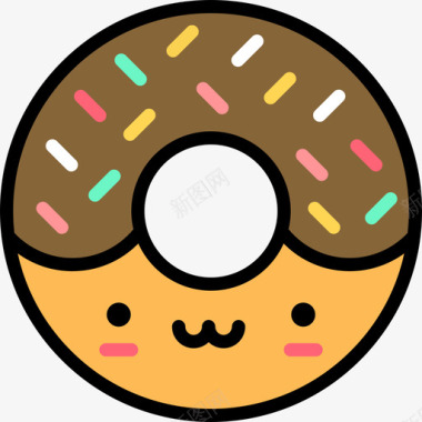 甜甜圈可爱的食物3线性颜色图标图标
