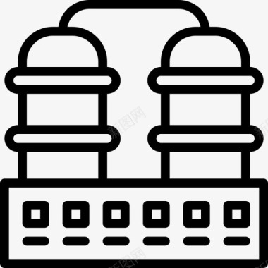 工业机器炼油厂工业6线性图标图标
