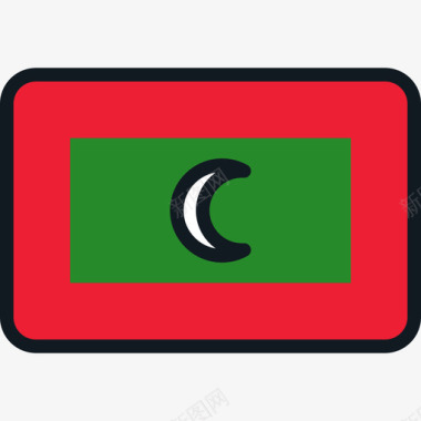 矩形马尔代夫国旗系列4圆形矩形图标图标