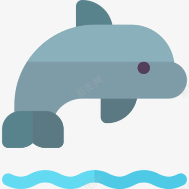 海豚夏季5平坦图标图标